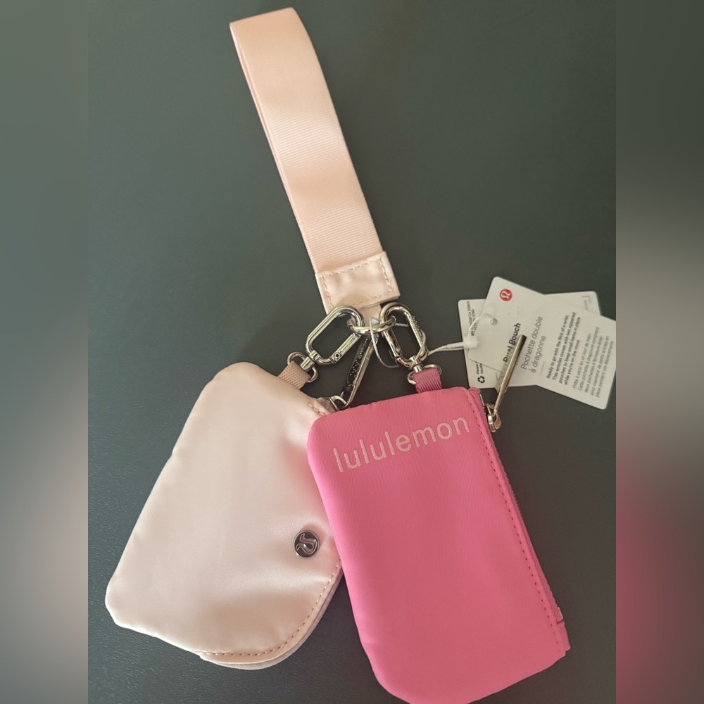 Lululemon Pink and Light Pink Dual Pouch Wristlet